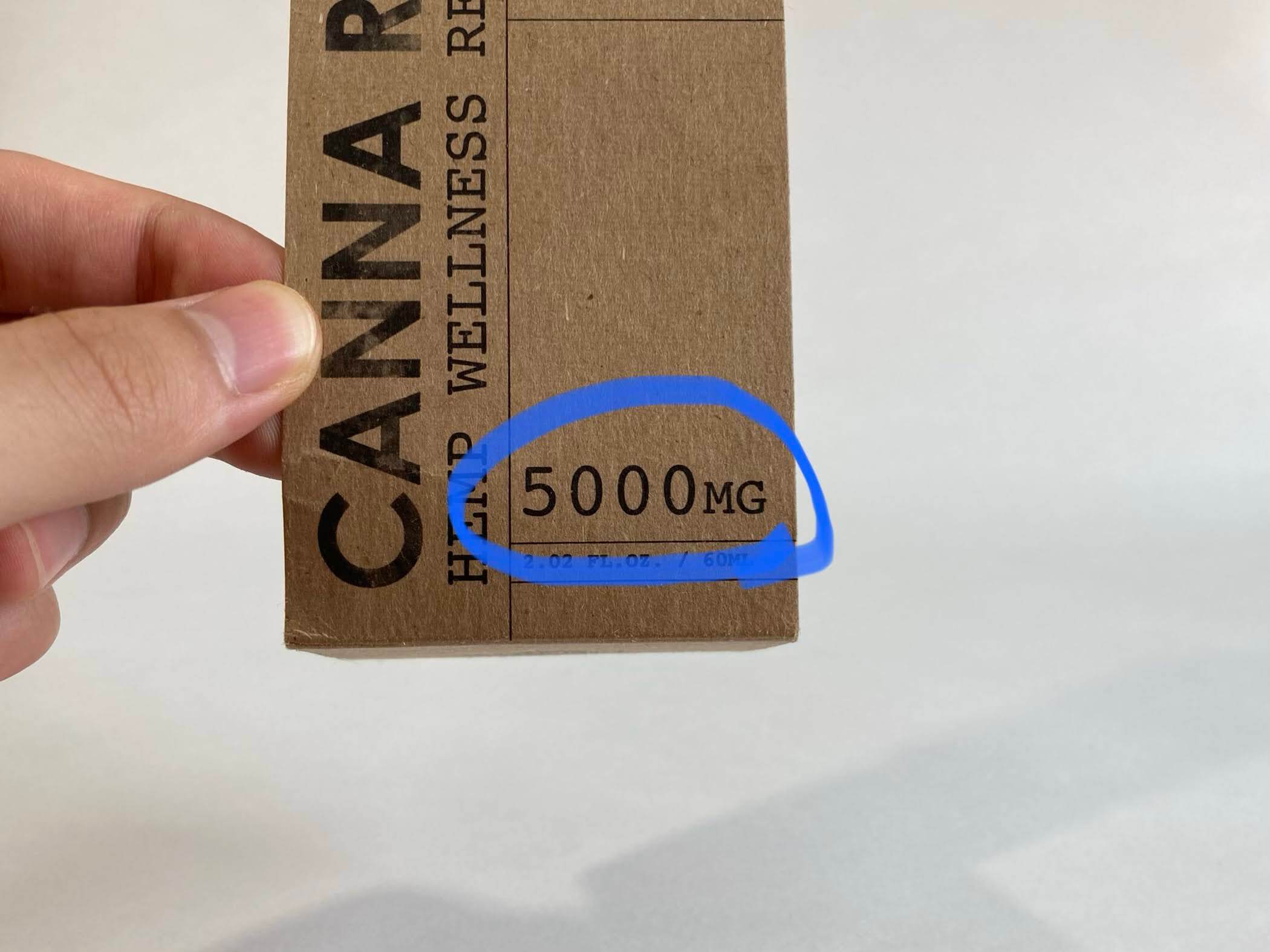 カンナリバー（CANNA RIVER）のCBDオイル、パッケージ5000mg配合